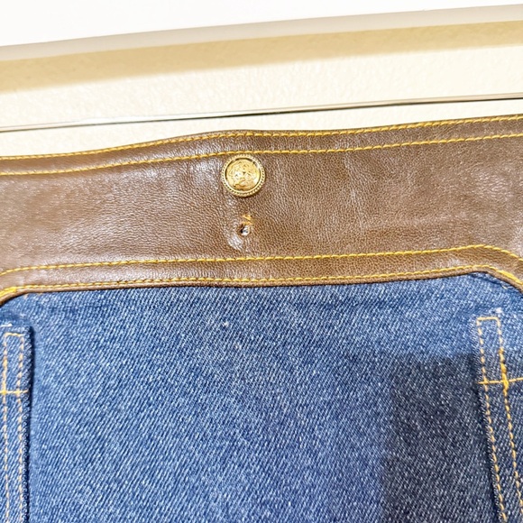 NWT Sandro Seattle Denim & Leather Jean Button Embellished Mini Skirt size 40 - Picture 10 of 11